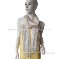 Silk lace scarf with cream plain dye,long lace to both the ends,made of silk ,size 160*35cm